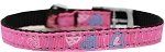 Crazy Hearts Nylon Dog Collar with classic buckles 3/8" (Color/Size: Bright Pink Size 10)