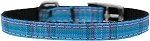 Plaid Nylon Dog Collar with classic buckle 3/8" (Color/Size: Blue Size 12)