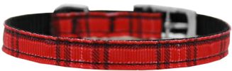 Plaid Nylon Dog Collar with classic buckle 3/8"