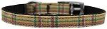 Plaid Nylon Dog Collar with classic buckle 3/8" (Color/Size: Khaki Size 10)