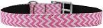 Chevrons Nylon Dog Collar with classic buckle 3/4" (Color/Size: Pink Size 14)
