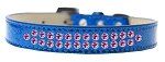Two Row Bright Pink Crystal (Color/Size: Size 18 Blue Ice Cream Dog Collar)