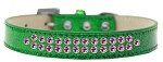 Two Row Bright Pink Crystal (Color/Size: Size 18 Emerald Green Ice Cream Dog Collar)