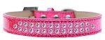 Two Row Light Pink Crystal (Color/Size: Size 18 Pink Ice Cream Dog Collar)