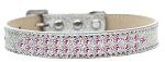 Two Row Light Pink Crystal (Color/Size: Size 18 Silver Ice Cream Dog Collar)