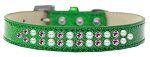 Two Row Pearl and Pink Crystal (Color/Size: Size 18 Emerald Green Ice Cream Dog Collar)
