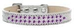 Two Row Purple Crystal (Color/Size: Size 18 Silver Ice Cream Dog Collar)