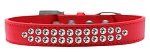 Two Row Clear Crystal (Color/Size: Size 16 Red Dog Collar)