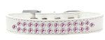 Two Row Light Pink Crystal (Color/Size: Size 18 White Dog Collar)