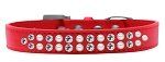 Two Row Pearl and Clear Crystal (Color/Size: Size 18 Red Dog Collar)