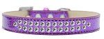 Two Row Clear Crystal (Color/Size: Size 16 Purple Ice Cream Dog Collar)