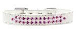 Two Row Bright Pink Crystal (Color/Size: Size 16 White Dog Collar)