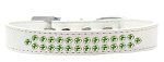 Two Row Lime Green Crystal (Color/Size: Size 16 White Dog Collar)