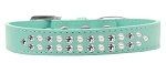 Two Row Pearl and Clear Crystal (Color/Size: Size 16 Aqua Dog Collar)