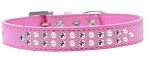Two Row Pearl and Clear Crystal (Color/Size: Size 16 Bright Pink Dog Collar)