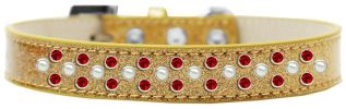 Sprinkles Ice Cream Dog Collar Pearl and Red Crystals