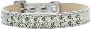 Sprinkles Ice Cream Dog Collar Pearl and Lime Green Crystals