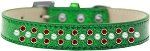 Sprinkles Ice Cream Dog Collar Pearl and Red Crystals (Color/Size: Size 14 Emerald Green)