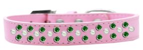 Sprinkles Dog Collar Pearl and Emerald Green Crystals