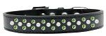 Sprinkles Dog Collar Pearl and Lime Green Crystals (Color/Size: Size 14 Black)