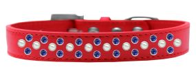 Sprinkles Dog Collar Pearl and Blue Crystals