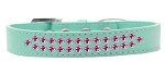 Two Row Bright Pink Crystal (Color/Size: Size 12 Aqua Dog Collar)