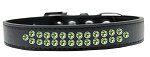 Two Row Lime Green Crystal (Color/Size: Size 12 Black Dog Collar)