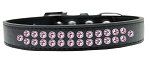 Two Row Light Pink Crystal (Color/Size: Size 12 Black Dog Collar)