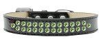 Two Row Lime Green Crystal (Color/Size: Size 14 Black Ice Cream Dog Collar)
