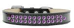 Two Row Purple Crystal (Color/Size: Size 12 Black Ice Cream Dog Collar)