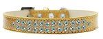 Two Row AB Crystal (Color/Size: Size 12 Gold Ice Cream Dog Collar)