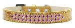 Two Row Bright Pink Crystal (Color/Size: Size 12 Gold Ice Cream Dog Collar)