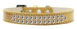 Two Row Clear Crystal (Color/Size: Size 12 Gold Ice Cream Dog Collar)