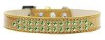 Two Row Lime Green Crystal (Color/Size: Size 12 Gold Ice Cream Dog Collar)