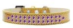 Two Row Purple Crystal (Color/Size: Size 12 Gold Ice Cream Dog Collar)
