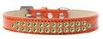 Two Row Lime Green Crystal (Color/Size: Size 12 Orange Ice Cream Dog Collar)