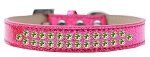 Two Row Lime Green Crystal (Color/Size: Size 12 Pink Ice Cream Dog Collar)