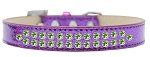 Two Row Lime Green Crystal (Color/Size: Size 12 Purple Ice Cream Dog Collar)