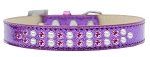 Two Row Pearl and Pink Crystal (Color/Size: Size 12 Purple Ice Cream Dog Collar)