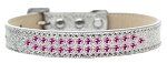 Two Row Bright Pink Crystal (Color/Size: Size 12 Silver Ice Cream Dog Collar)