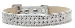 Two Row Clear Crystal (Color/Size: Size 12 Silver Ice Cream Dog Collar)
