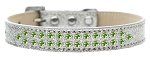 Two Row Lime Green Crystal (Color/Size: Size 12 Silver Ice Cream Dog Collar)