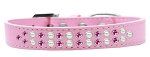 Two Row Pearl and Pink Crystal (Color/Size: Size 12 Light Pink Dog Collar)