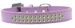 Two Row Lime Green Crystal (Color/Size: Size 12 Lavender Dog Collar)