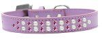 Two Row Pearl and Pink Crystal (Color/Size: Size 14 Lavender Dog Collar)