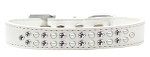 Two Row Pearl and Clear Crystal (Color/Size: Size 14 White Dog Collar)