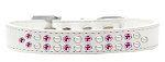 Two Row Pearl and Pink Crystal (Color/Size: Size 12 White Dog Collar)