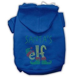 Santa's Elf Rhinestone Dog Hoodie (Color/Size: Blue S)