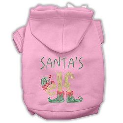 Santa's Elf Rhinestone Dog Hoodie (Color/Size: Light Pink S)