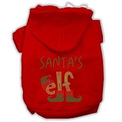 Santa's Elf Rhinestone Dog Hoodie (Color/Size: Red S)
